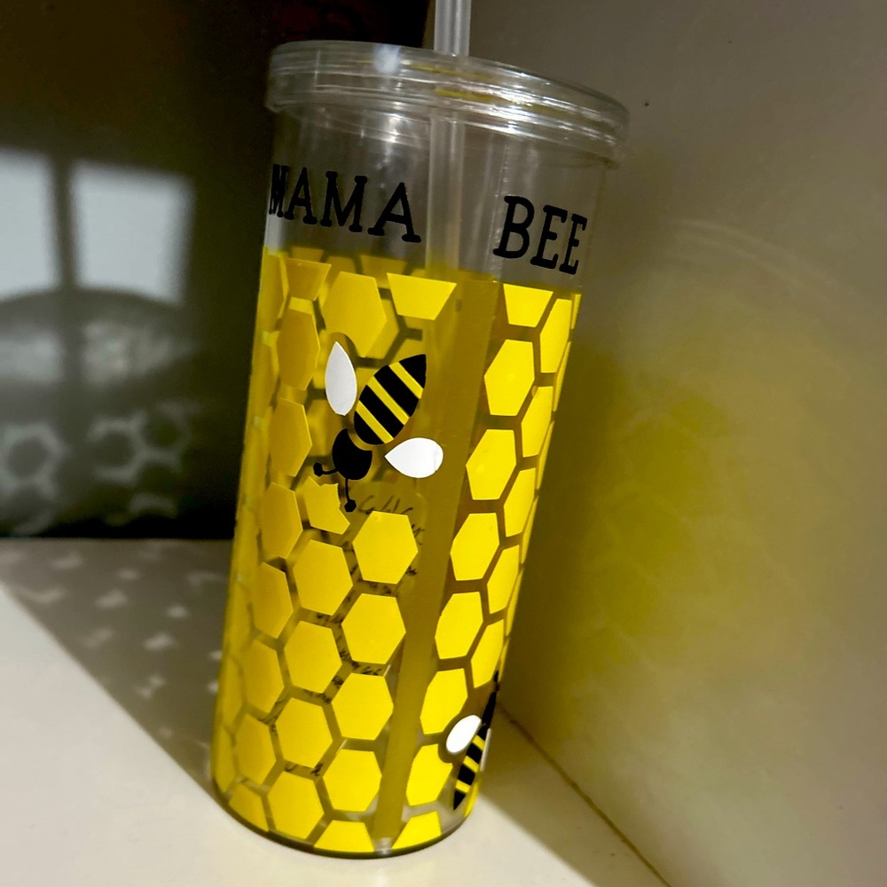 16 oz NEW Handmade Clear Cup Mama Bee